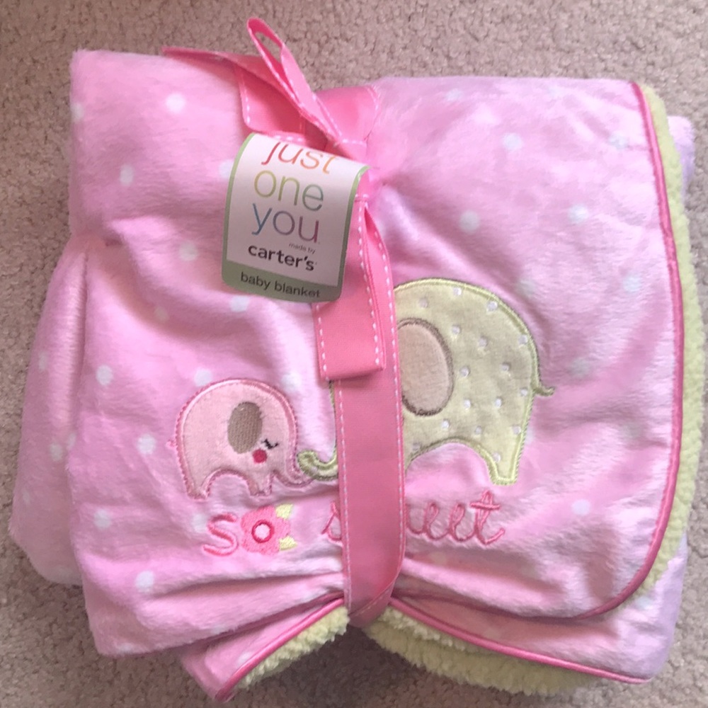 NWT Carter’s Just One You Pink and Green Baby Blanket